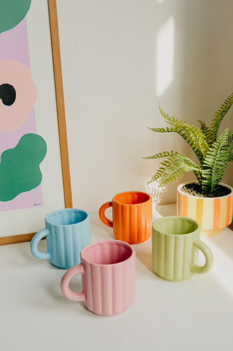 Joan Ribbed Pastel Coffee Mugs