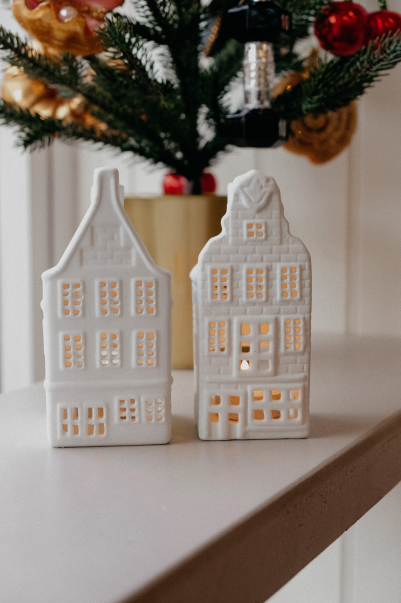 White Tealight Amsterdam Dutch Canal Houses - 3 options available
