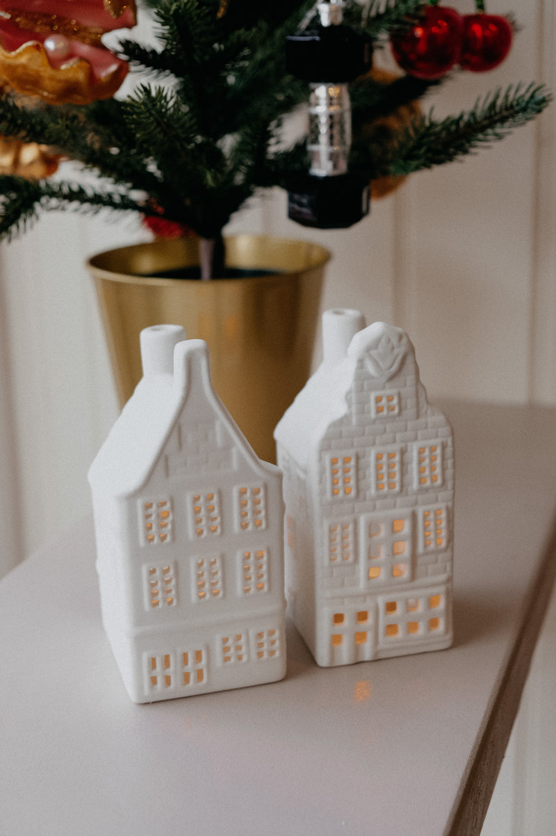White Tealight Amsterdam Dutch Canal Houses - 3 options available