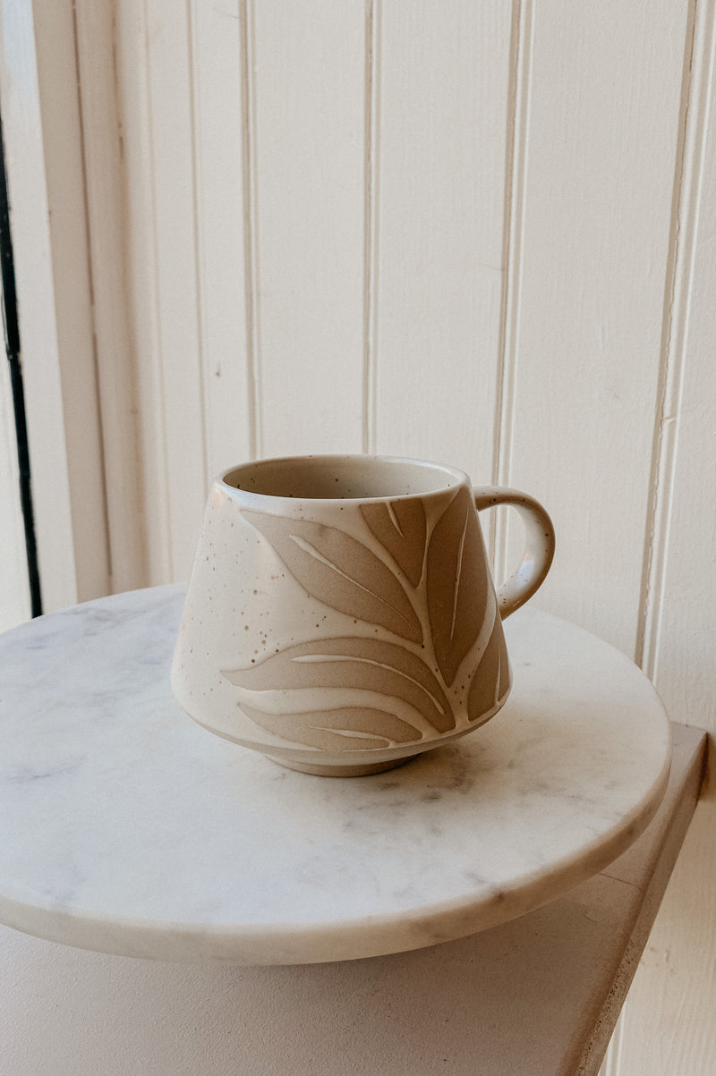 Emilie Flower Stoneware Speckled Mug