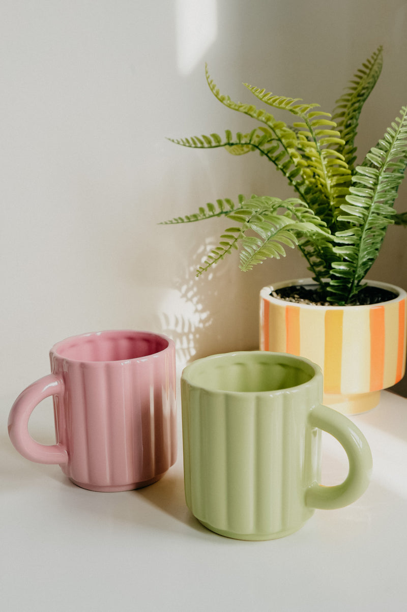 Joan Ribbed Pastel Coffee Mugs