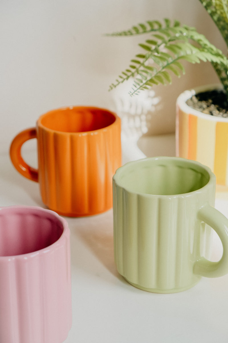 Joan Ribbed Pastel Coffee Mugs