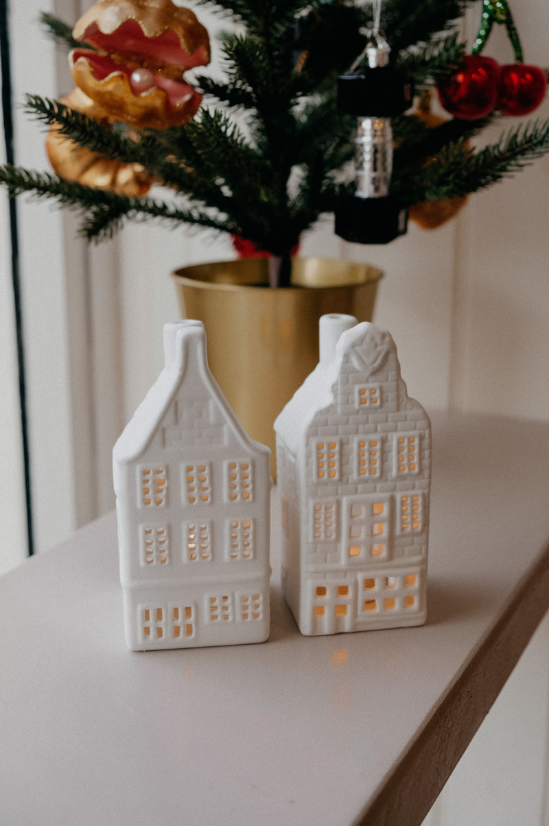 White Tealight Amsterdam Dutch Canal Houses - 3 options available