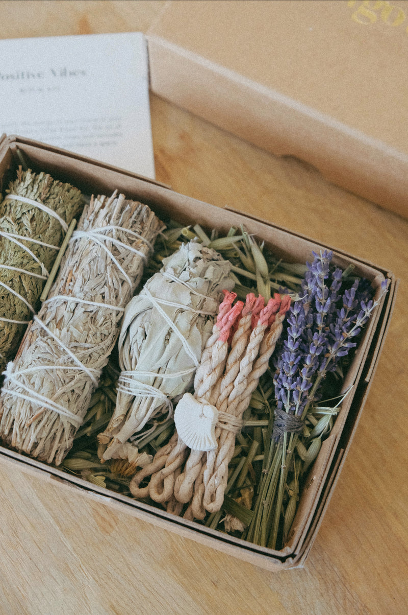 Positive Vibes Smudge Sage and Incense Ritual Kit