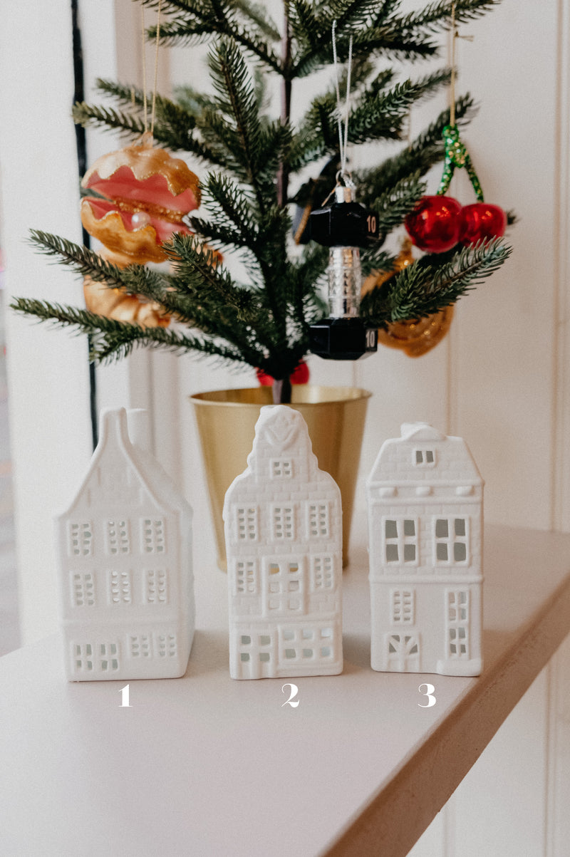 White Tealight Amsterdam Dutch Canal Houses - 3 options available