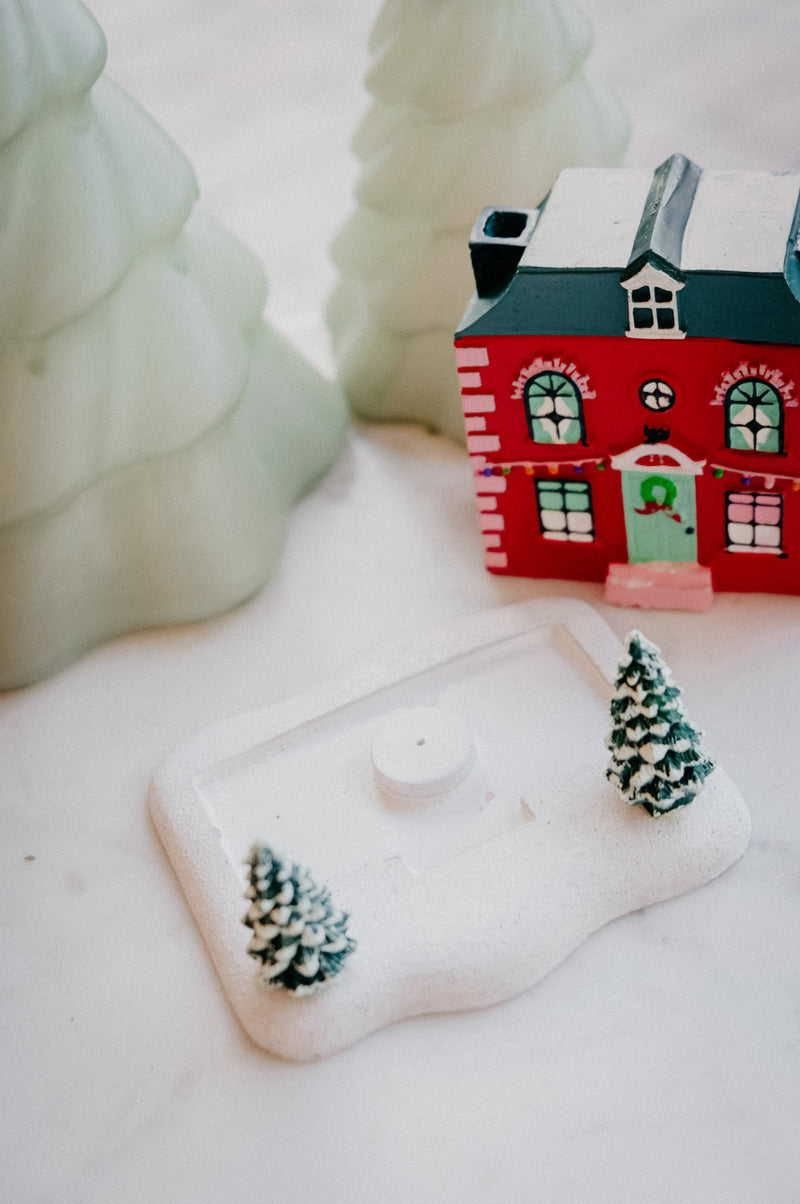 Christmas Red House with Trees Incense Cone Burner