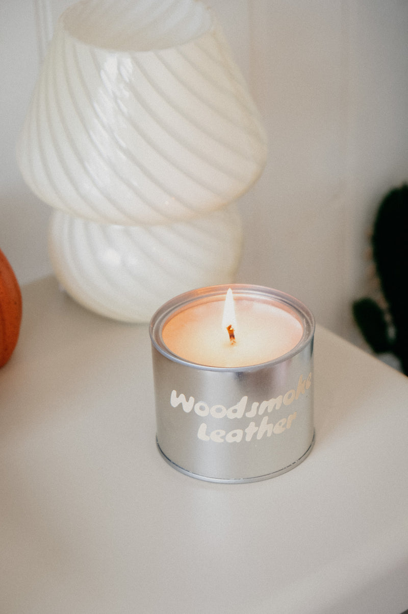 Woodsmoke and Leather Soy Wax Tin Candle