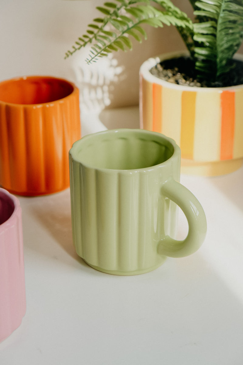 Joan Ribbed Pastel Coffee Mugs