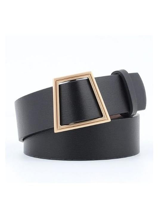 Violetta Black Faux Leather and Gold Buckle Belt